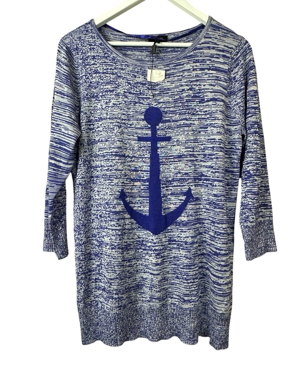 Cupid Periwinkle Blue Pullover Anchor Sweater Women Sz L NWT
